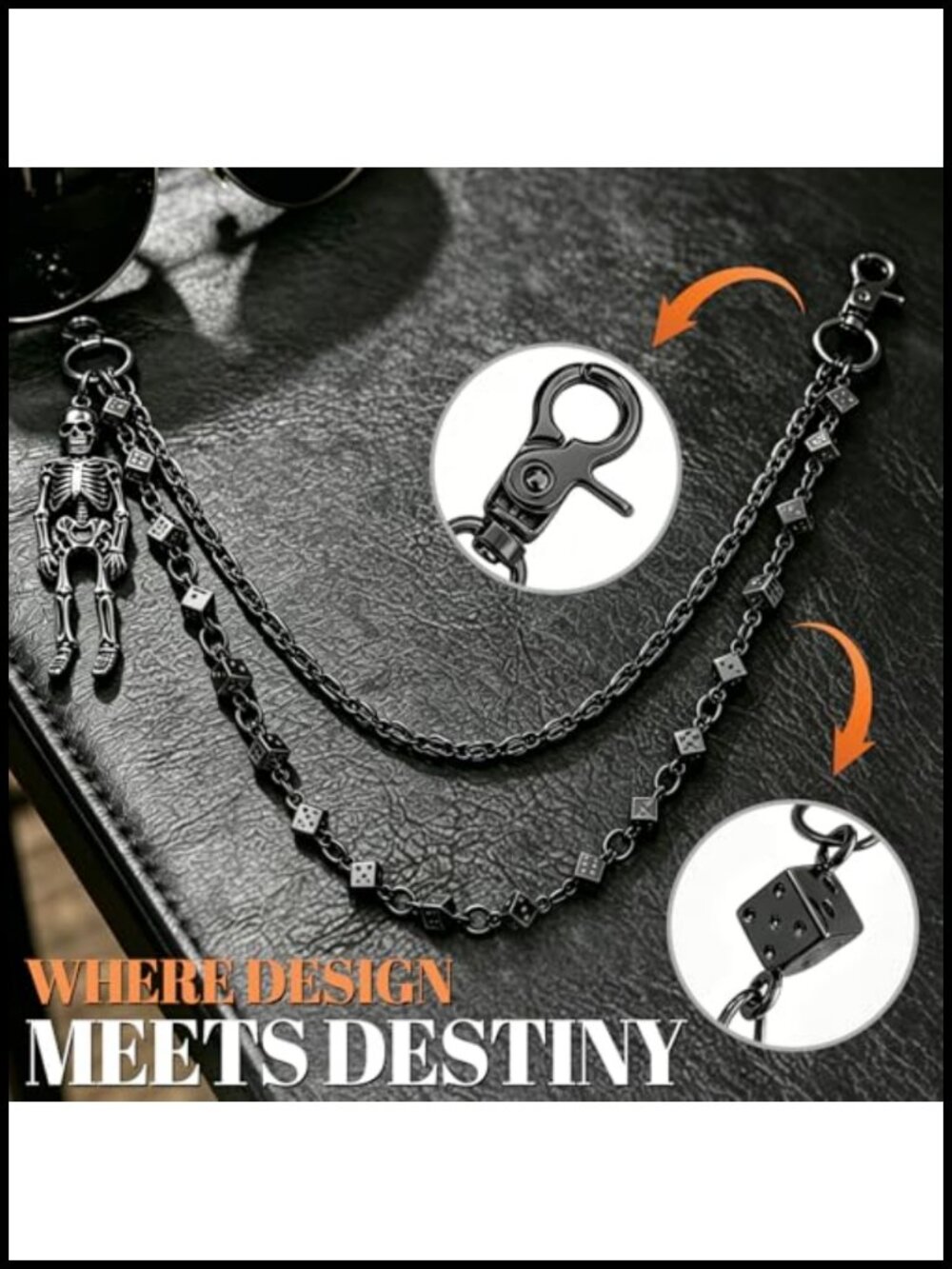 Punk Gothic Skull Wallet Chain Men's Double Layer Metal Pant Chain - Picture 2 of 6